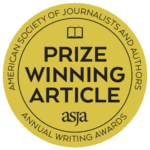 ASJA awards prize winning article badge.