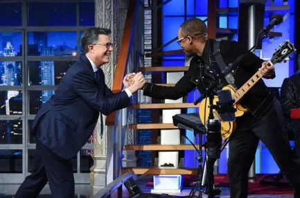 Cato replaced Jon Batiste as bandleader on The Late Show with Stephen Colbert in August 2022. “As happy as I am for Jon,” Colbert said on the air, “I am thrilled for us.” Photo: Scott Kowalchyk/CBS ©2022 CBS Broadcasting Inc. All Rights Reserved.