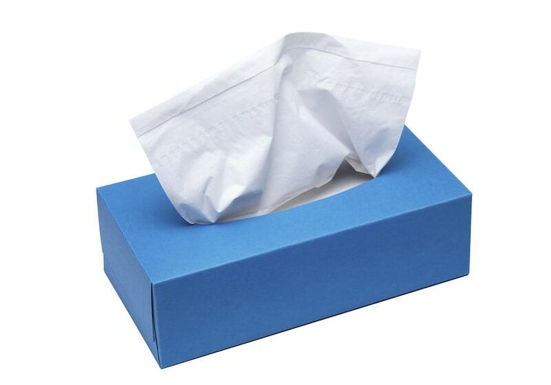 Blue Tissue box with a clipping path
